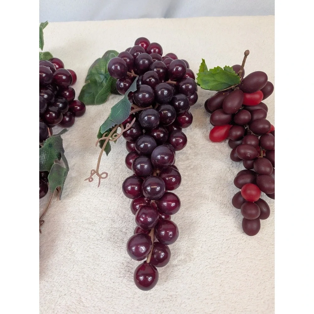 Vintage‎ Artificial Purple Grapes Clusters Lot of 4 Faux Fruit MCM Kitchen Decor